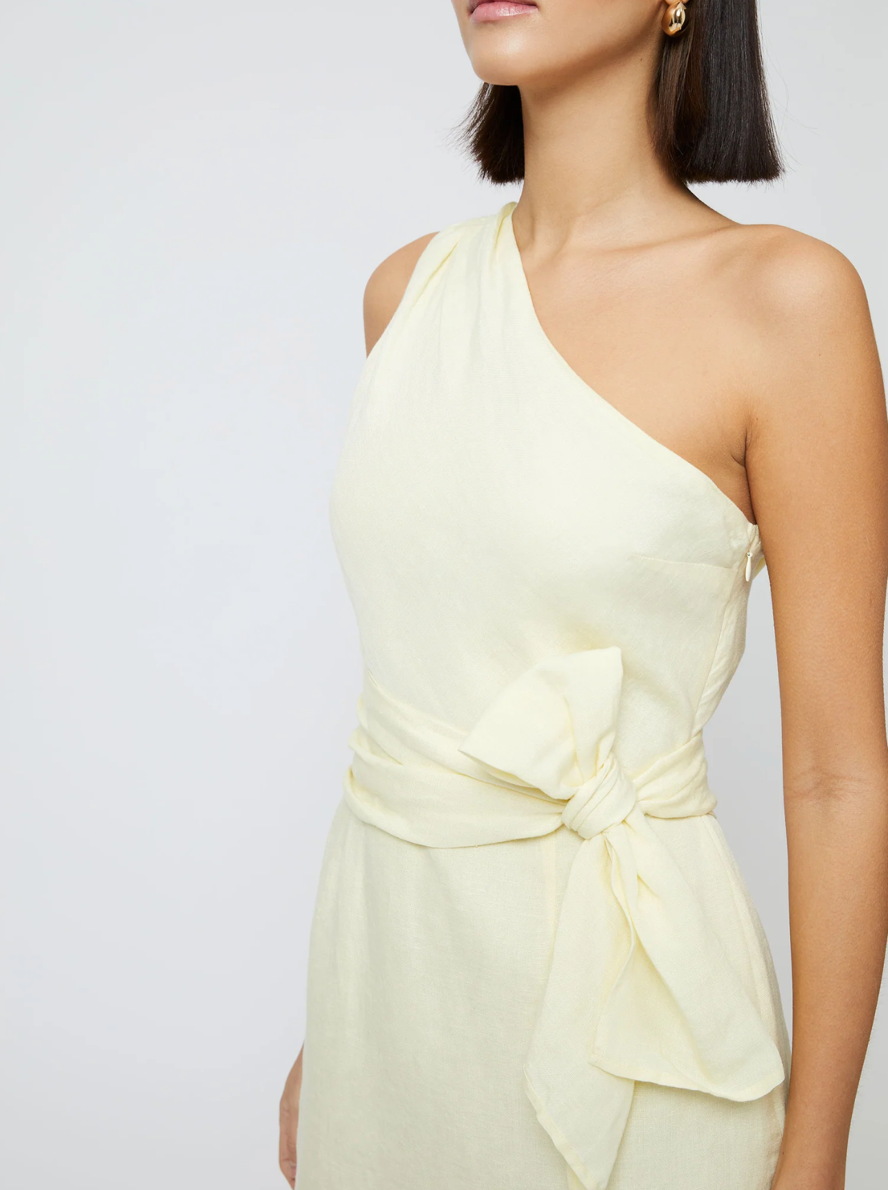 FINAL SALE Birdie Linen Shoulder Tie in Cornsilk Yellow