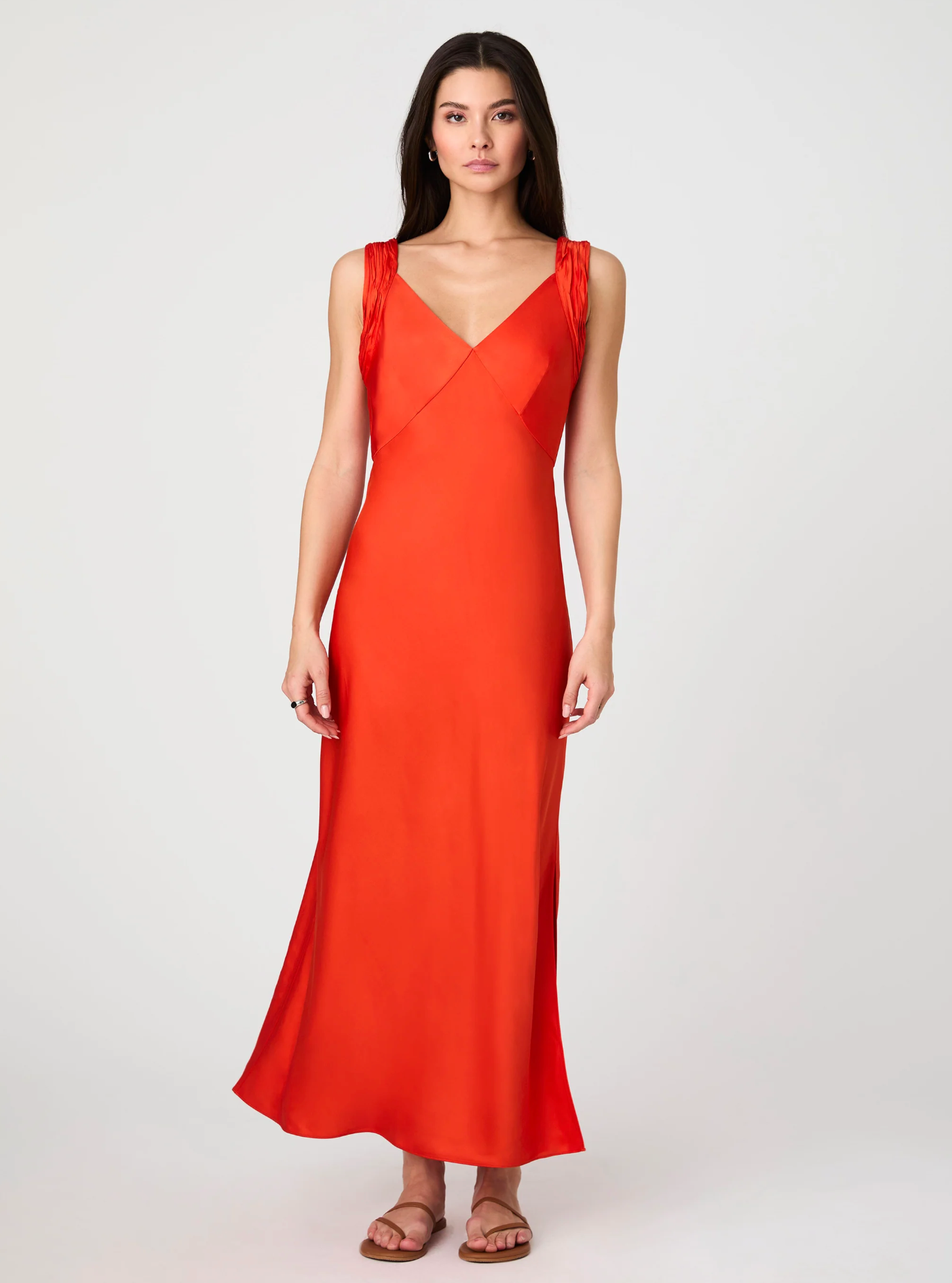 Ennis Satin Maxi Dress in Miami Orange