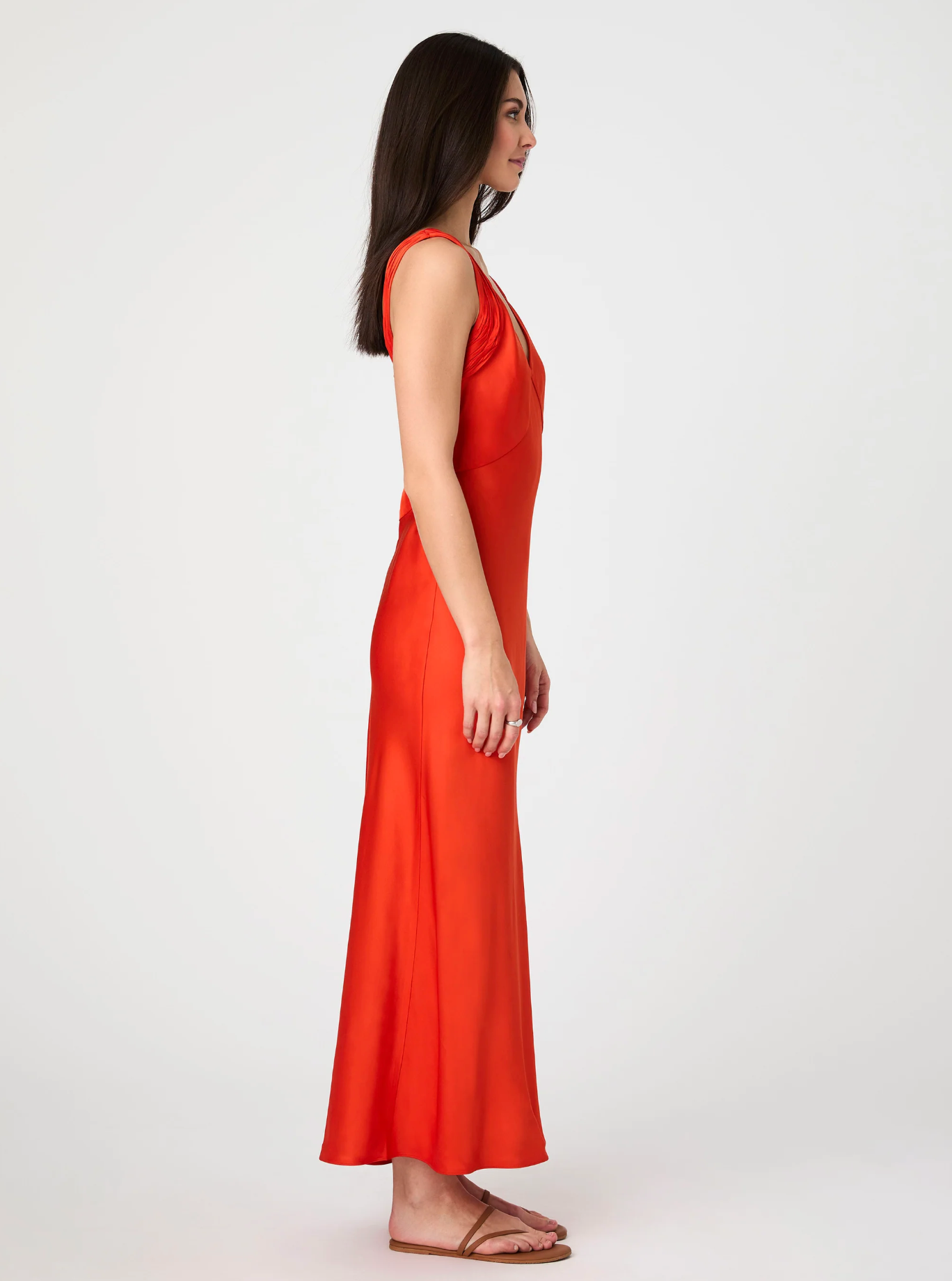 Ennis Satin Maxi Dress in Miami Orange