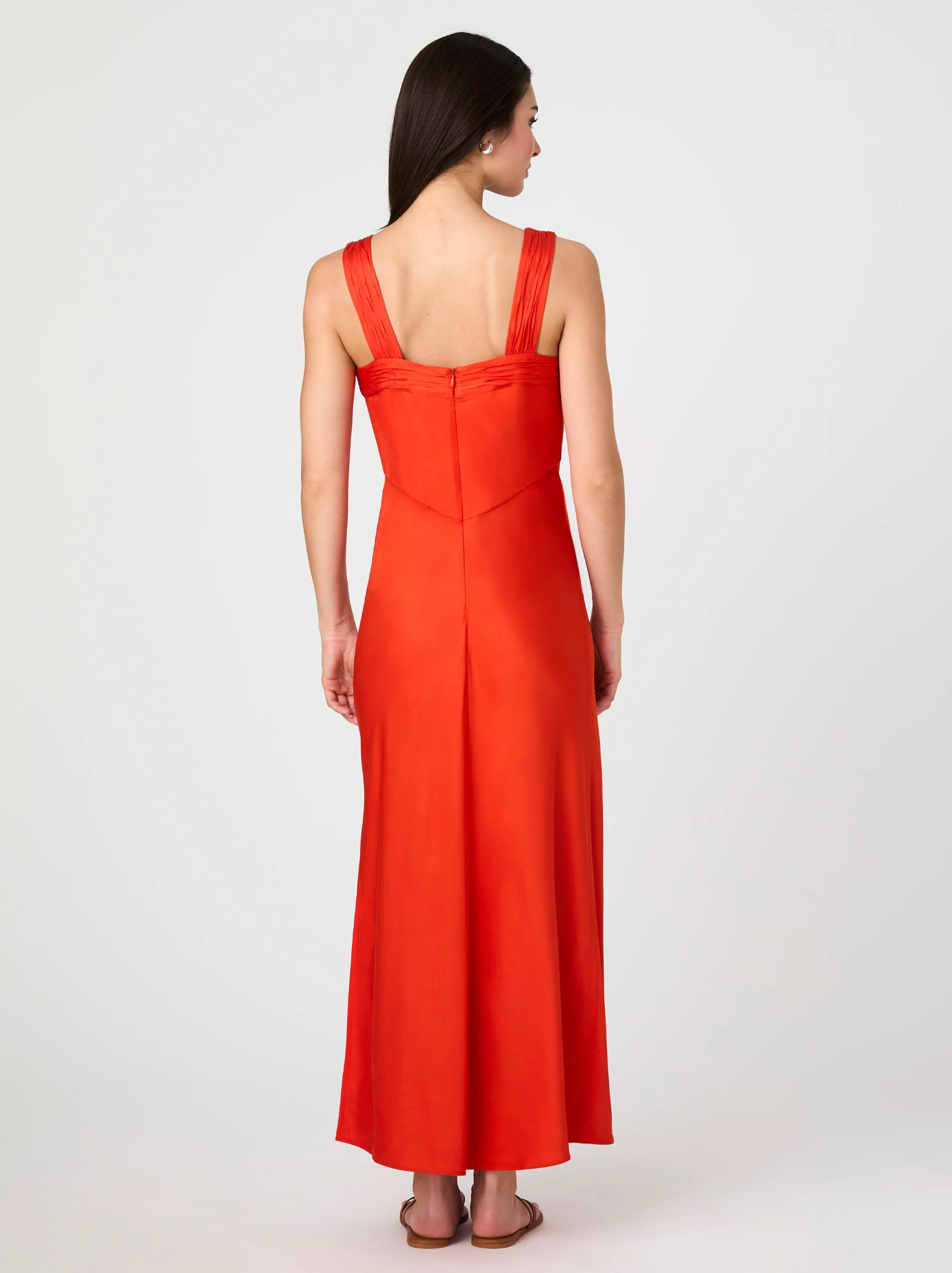 Ennis Satin Maxi Dress in Miami Orange
