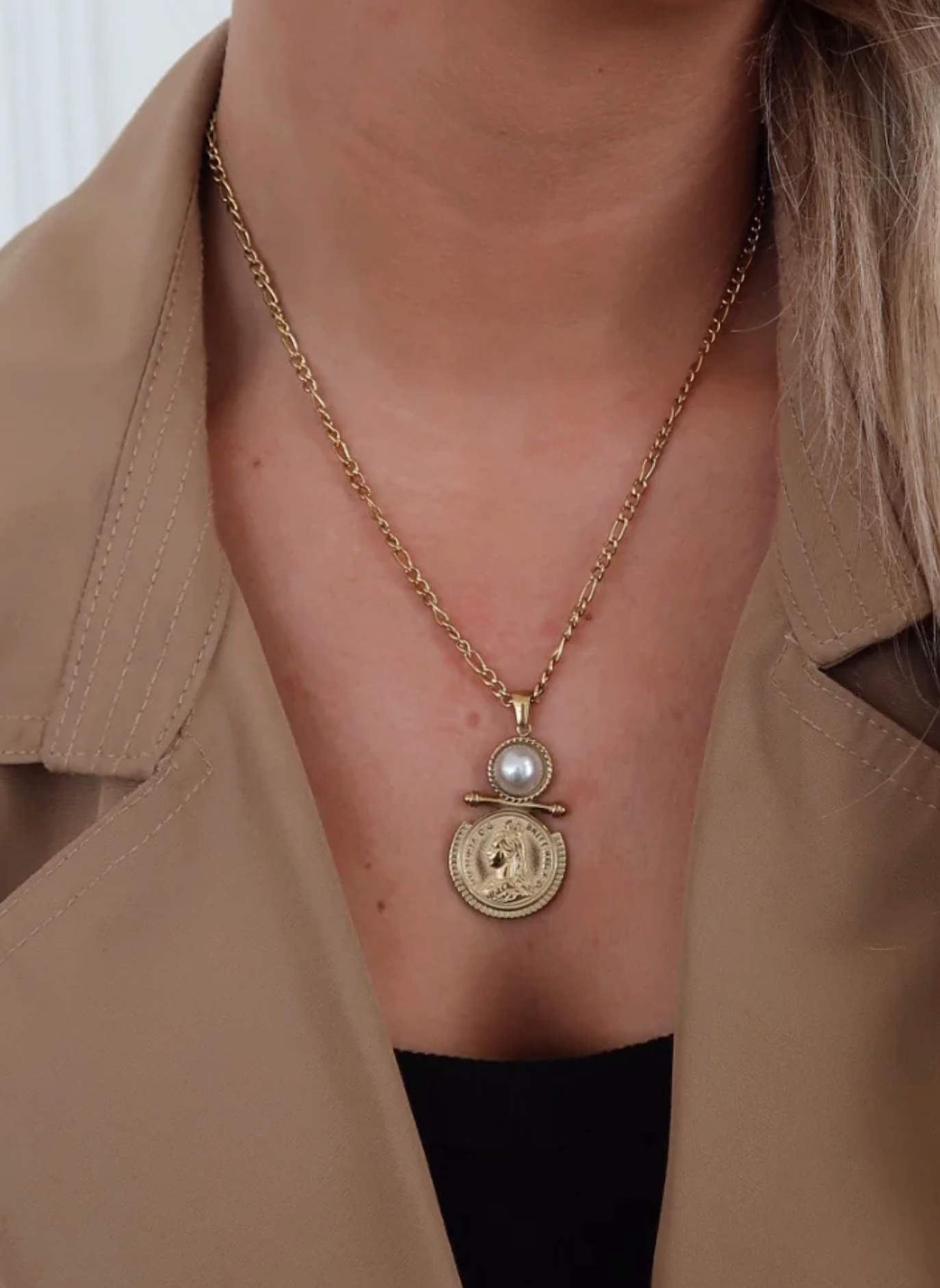 Macy Pearl and Coin Necklace
