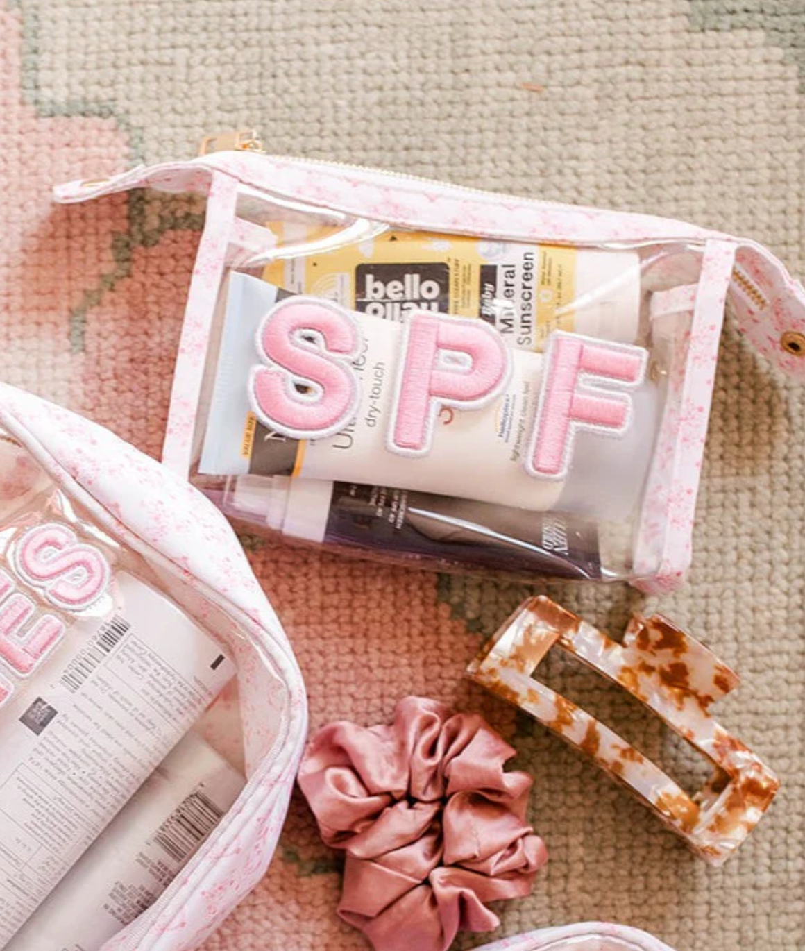 FINAL SALE SPF Clear Bag in Pink Toile