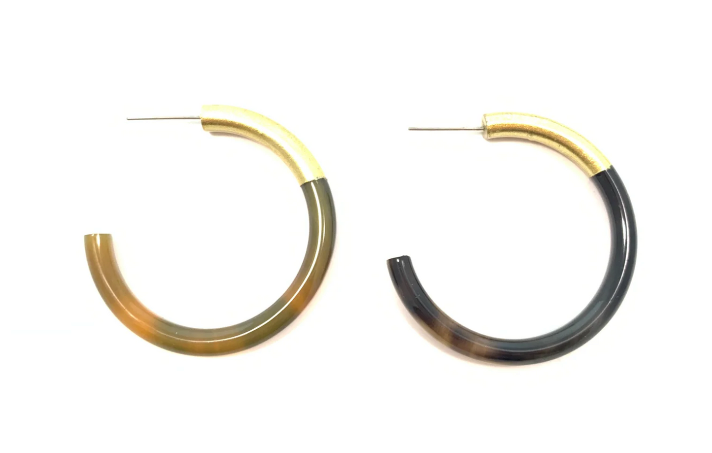 FINAL SALE Lizzie Dark Horn Hoop Earring