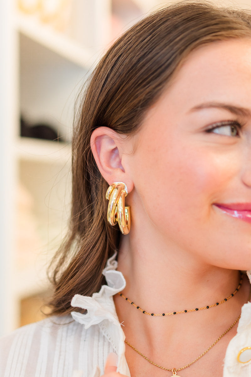 FINAL SALE Hazel Hoops in Shiny Gold