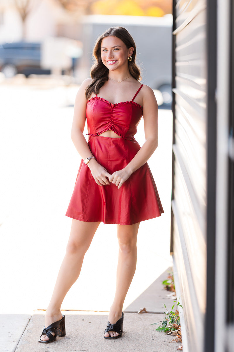 FINAL SALE Ruby Cutout Mini Dress in Red