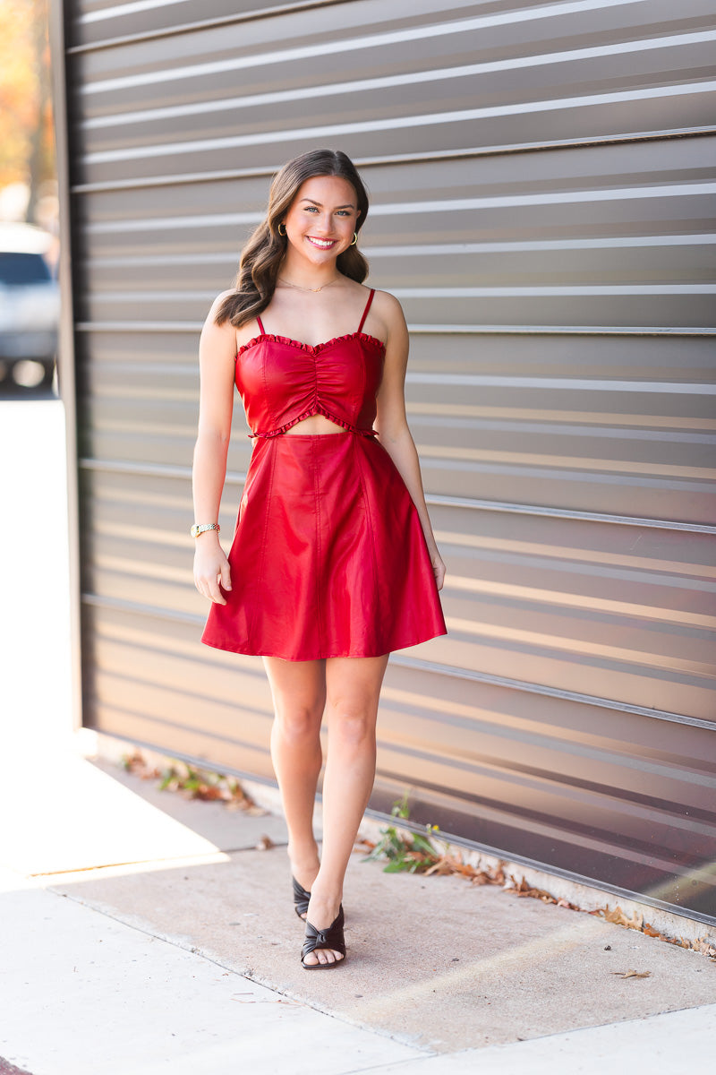 FINAL SALE Ruby Cutout Mini Dress in Red