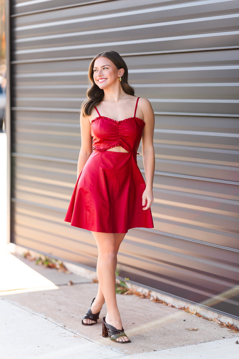 FINAL SALE Ruby Cutout Mini Dress in Red