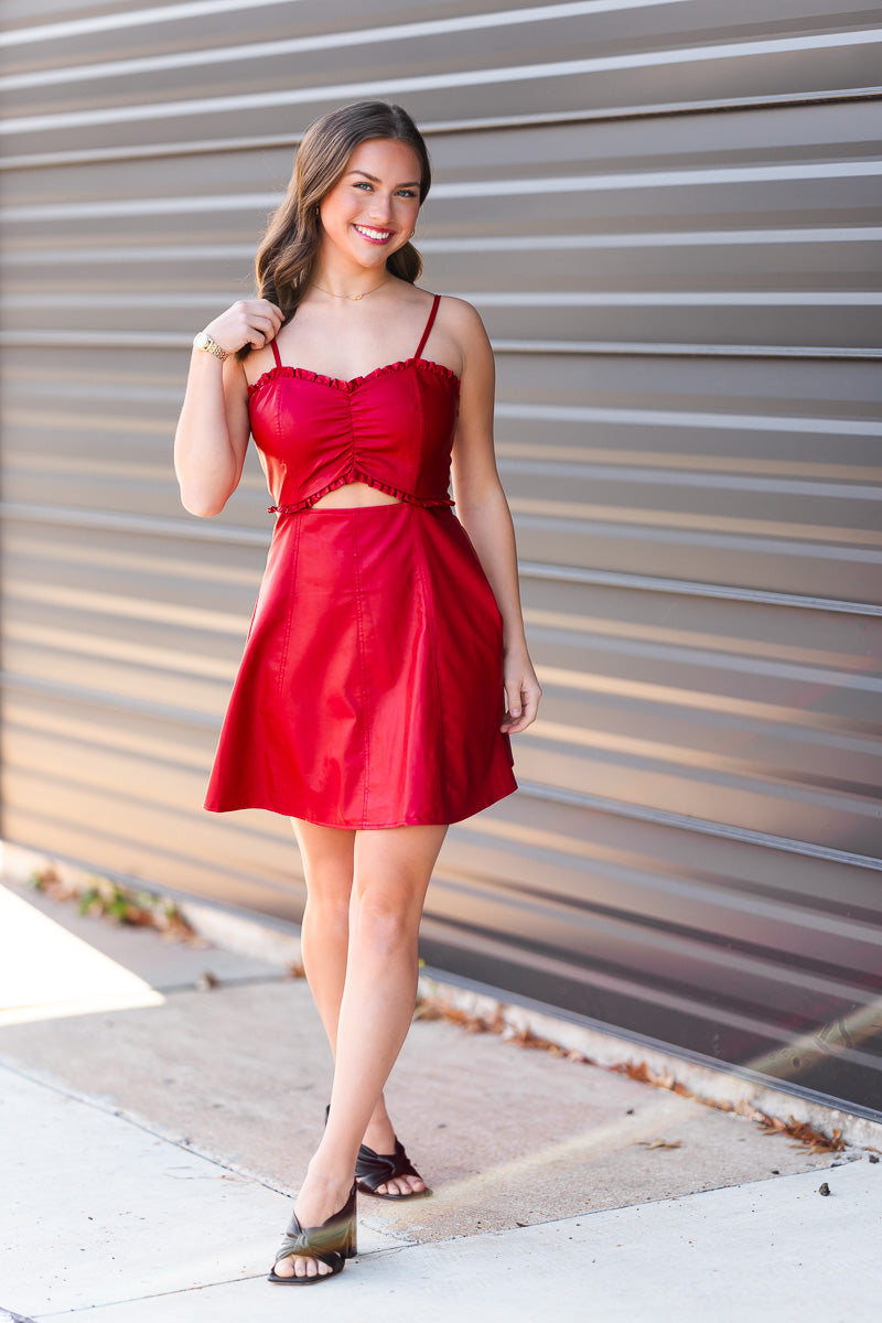 FINAL SALE Ruby Cutout Mini Dress in Red