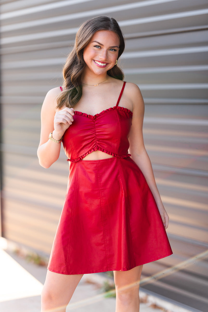 red cutout mini dress Guest List Mini Dress - Red, Large | Hazel and Olive