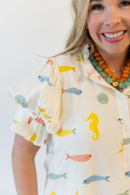 Darla Multi Fish Pleat Back Dress