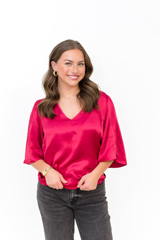 FINAL SALE Mel Top in Rasberry