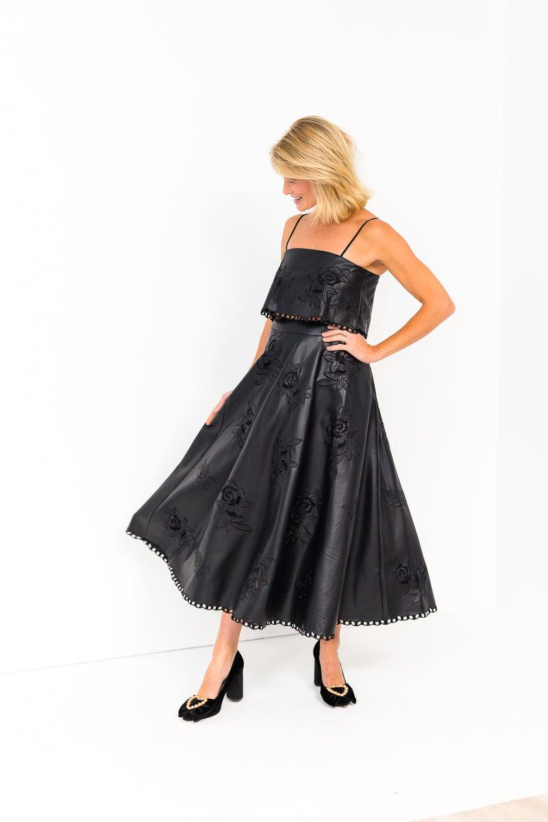 FINAL SALE Ava Vegan Leather Top in Black