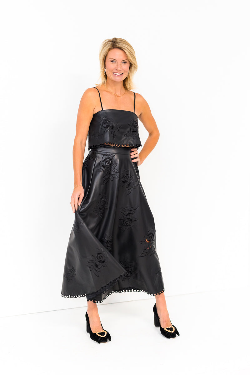 FINAL SALE Ava Vegan Leather Top in Black