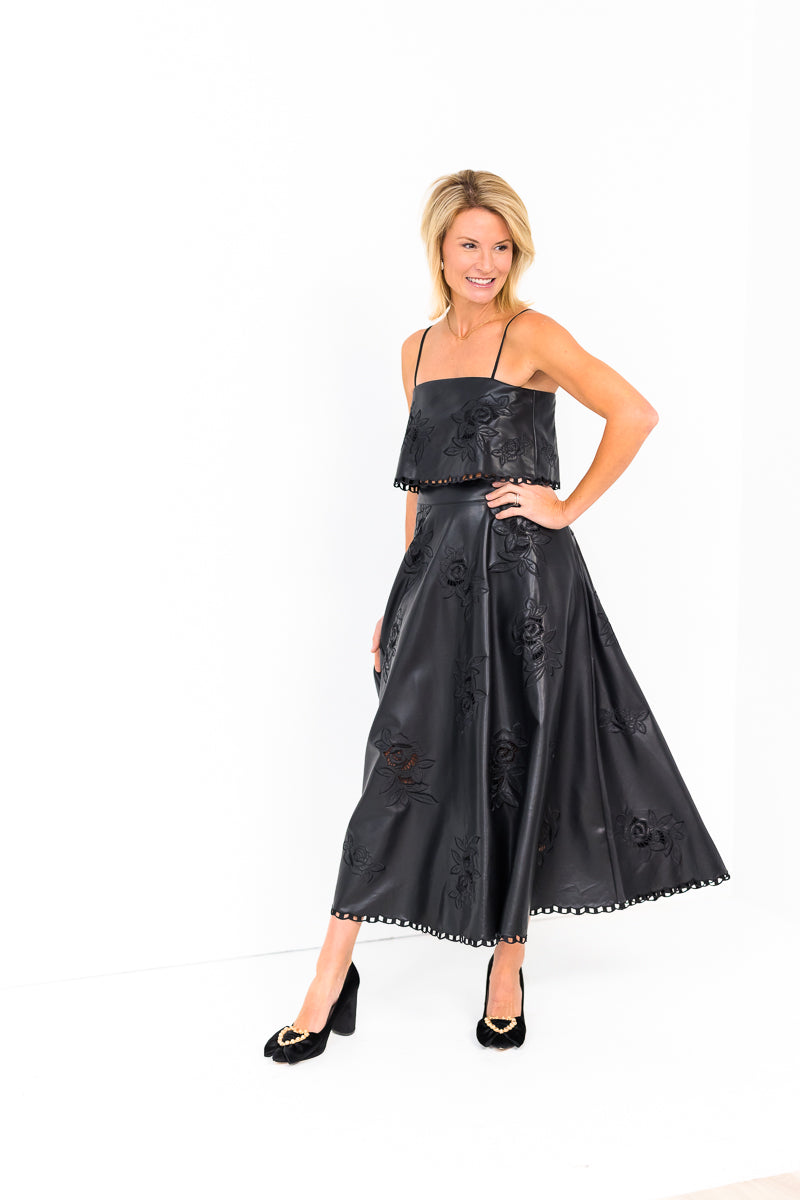 FINAL SALE Ava Vegan Leather Top in Black