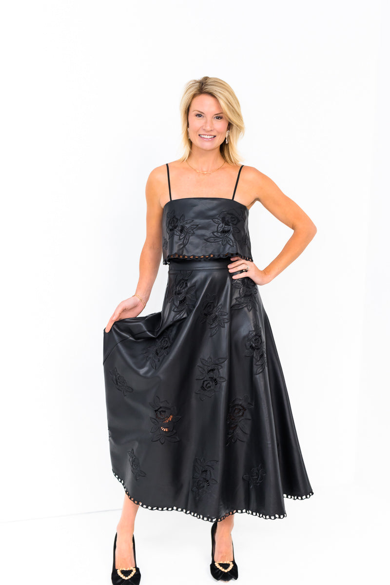 FINAL SALE Ava Vegan Leather Top in Black