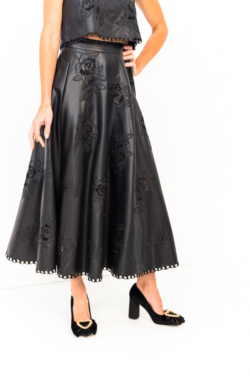 FINAL SALE Ava Vegan Leather Top in Black