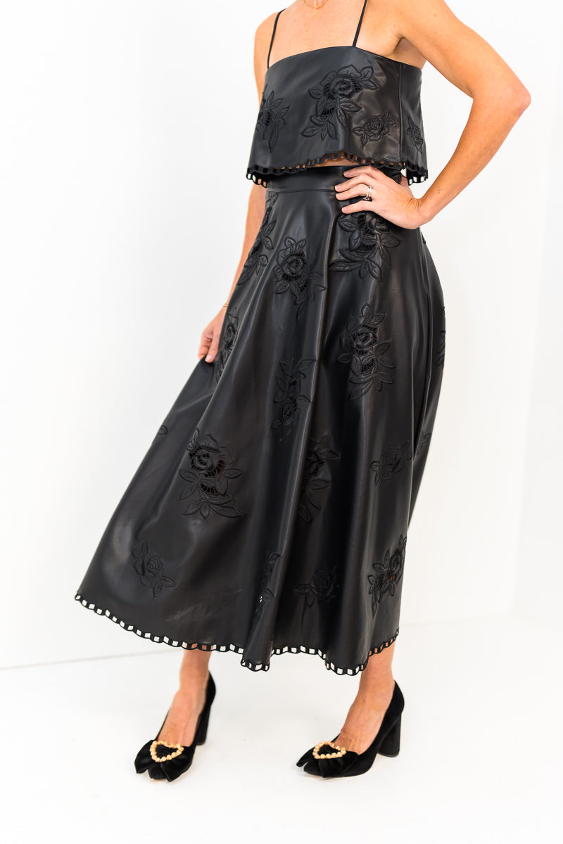 FINAL SALE Ava Vegan Leather Top in Black