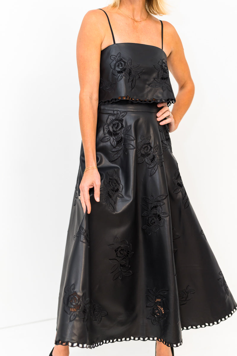 FINAL SALE Ava Vegan Leather Top in Black