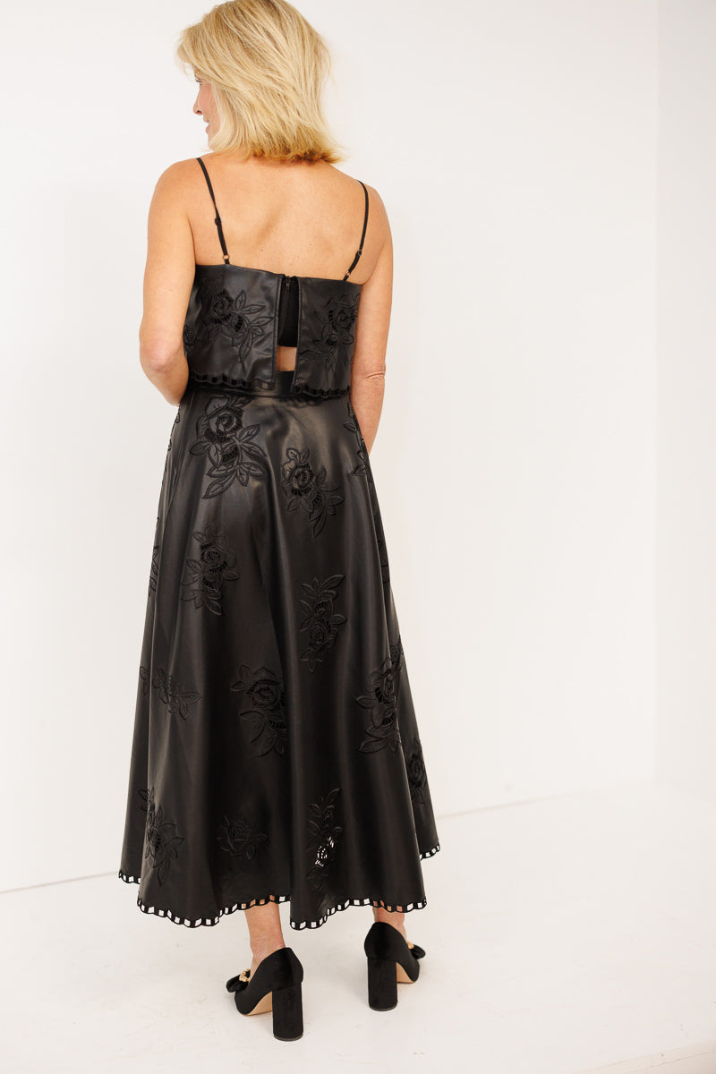 FINAL SALE Ava Vegan Leather Top in Black