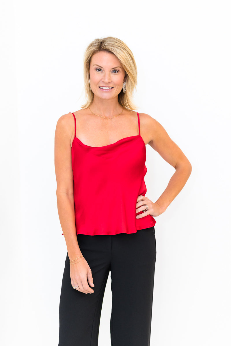 FINAL SALE Thea Solid Top in Ruby Red