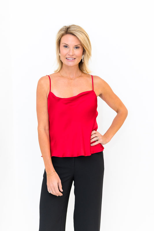 FINAL SALE Thea Solid Top in Ruby Red