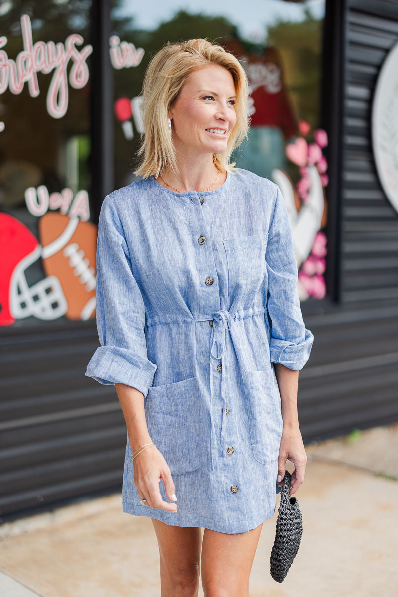 FINAL SALE The Mason Dress in Denim Linen