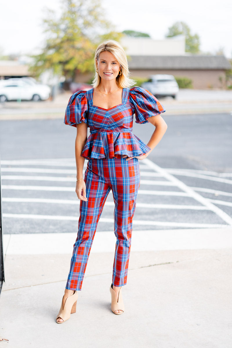 FINAL SALE Carson Pant in Stretch Plaid