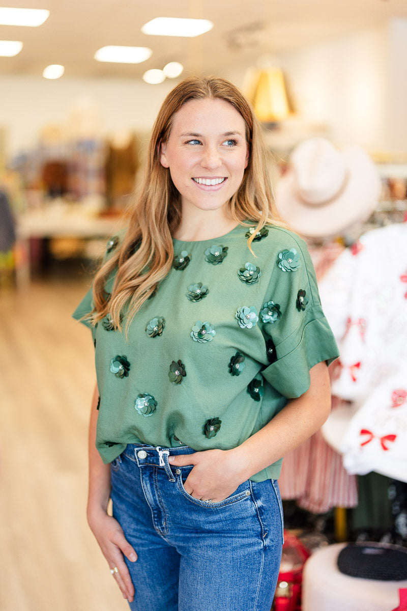 FINAL SALE Juni Top in Ivy