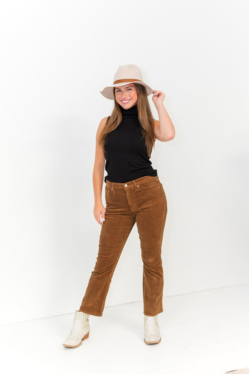 FINAL SALE Shy Girl High Rise Crop Flare in Teddy