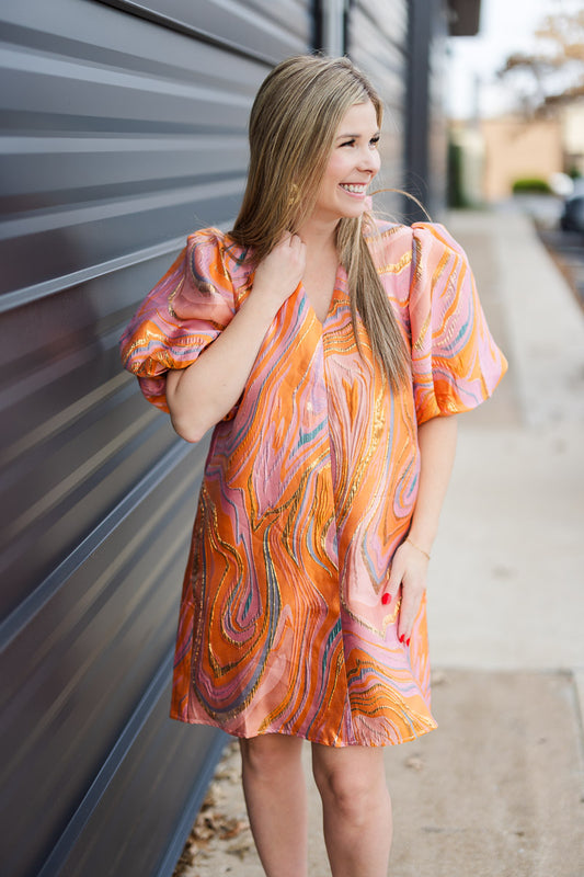 FINAL SALE Puff Sleeve Textured Dress