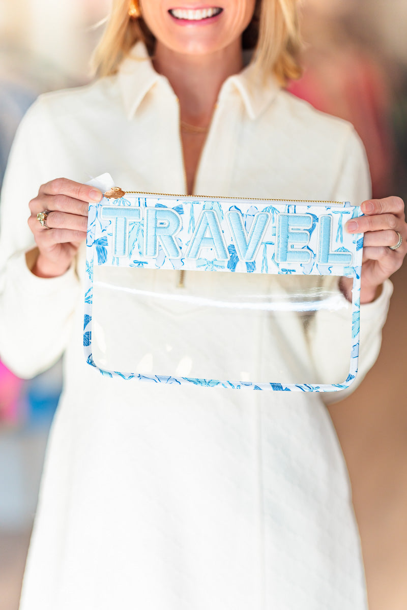 Travel Blue Bow Clear Pouch