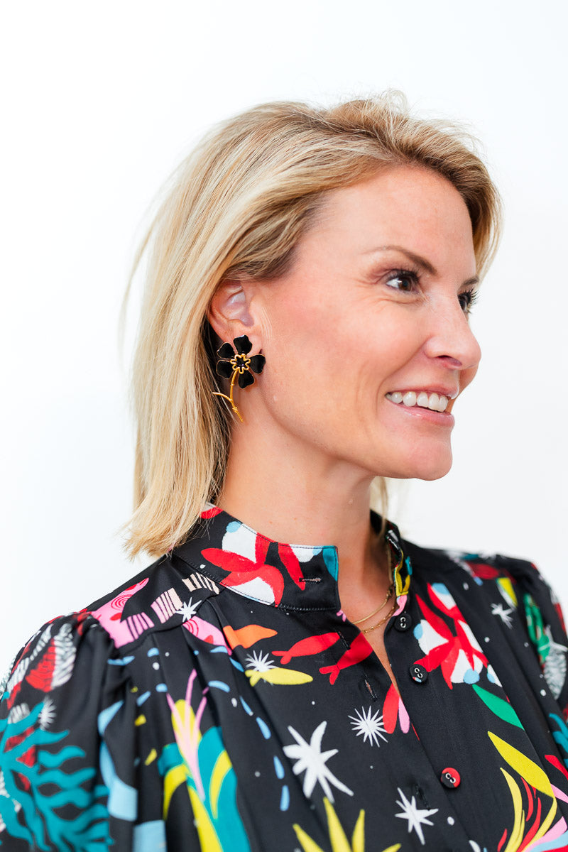 FINAL SALE Asymmetrical Aurora Earring in Black