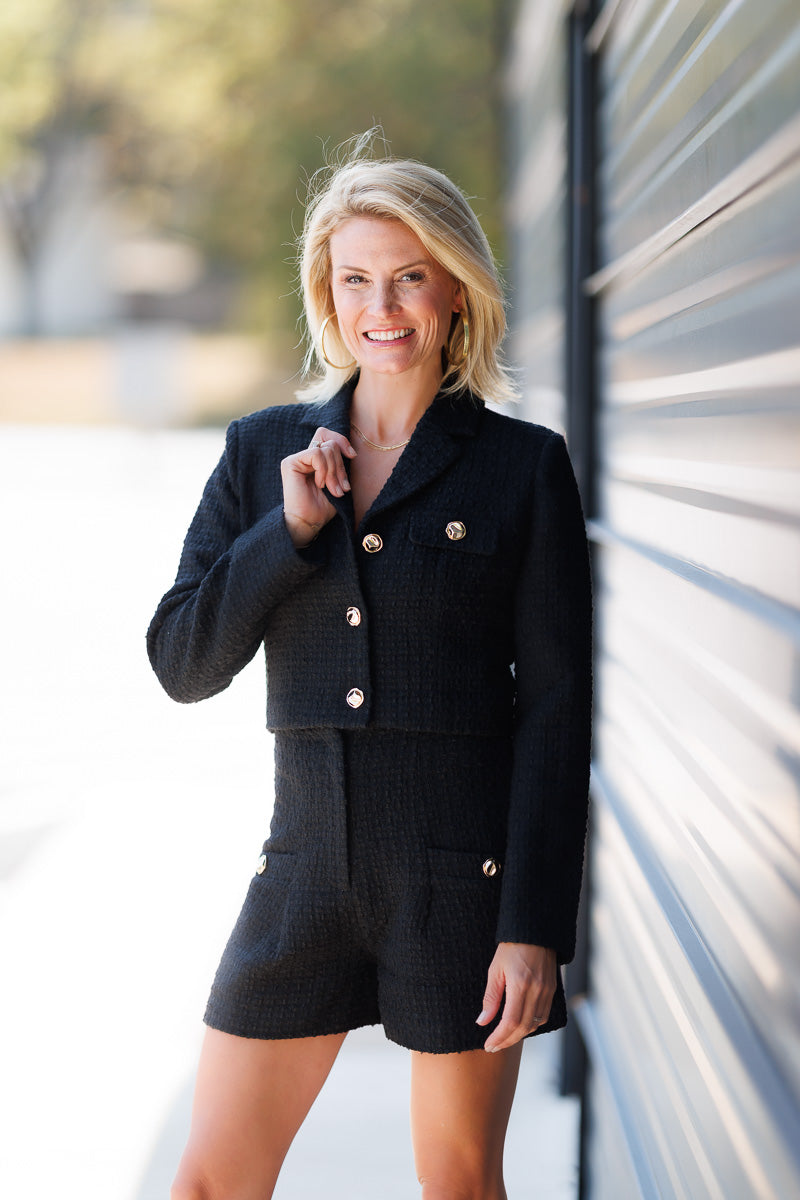 FINAL SALE Julia Tweed Shorts in Black
