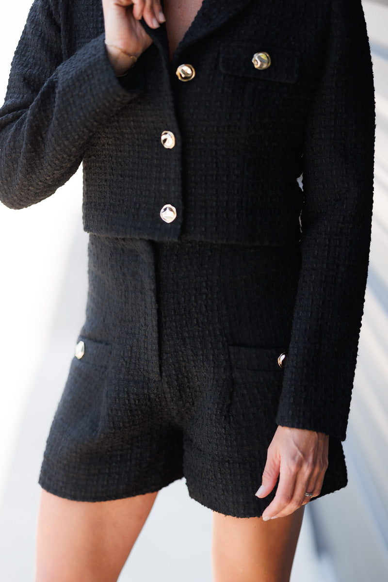 FINAL SALE Julia Tweed Shorts in Black