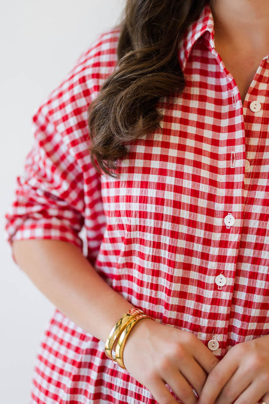 Regan Seersucker Gingham Maxi in Red