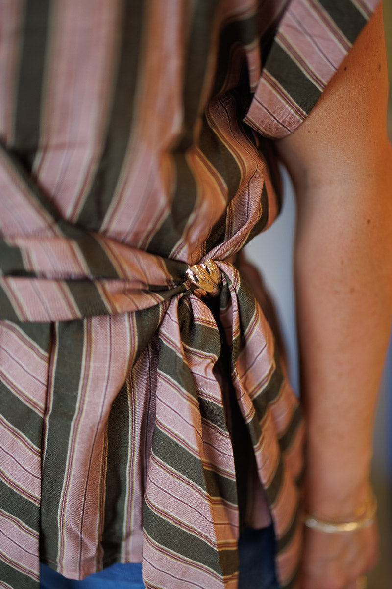 Maria Striped Top in Olive