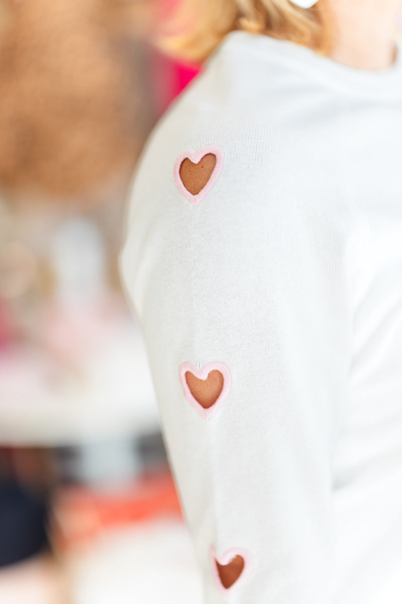 FINAL SALE Heart Cutout Sweater in White