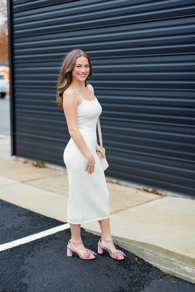 FINAL SALE Cotton Pointelle Maxi Dress in Cream