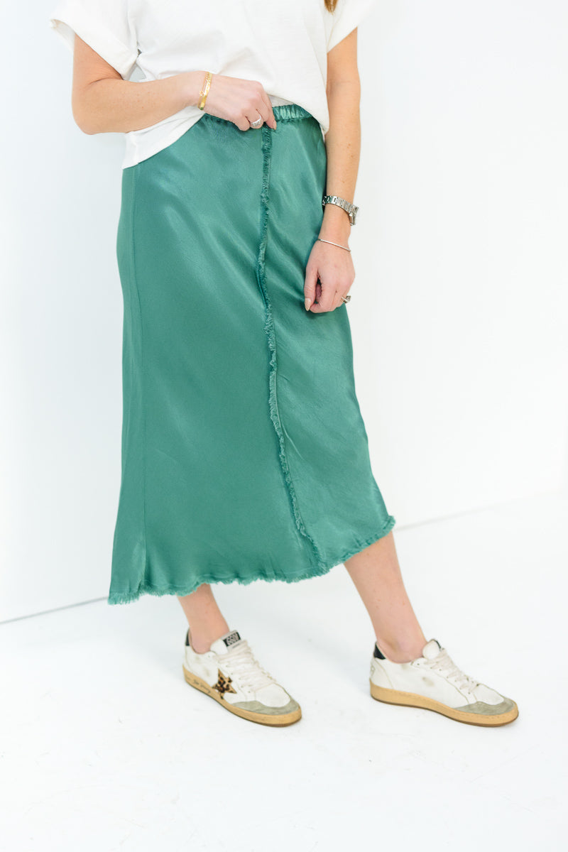 FINAL SALE Lola Seamed Skirt in Spruce