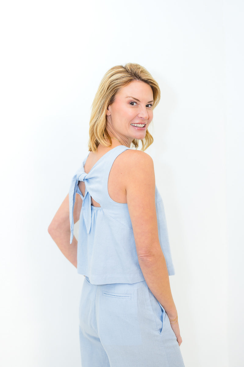 FINAL SALE Birdie Linen Swing Top in Blue