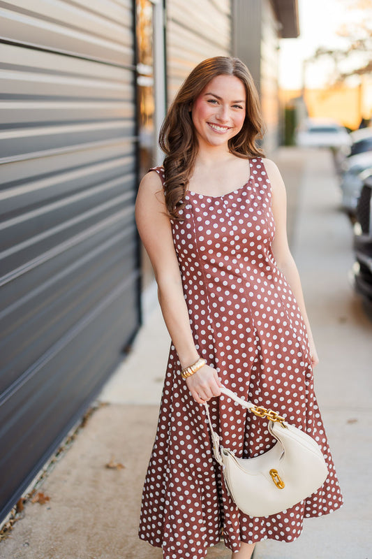 Polka Dot Dress in Brown