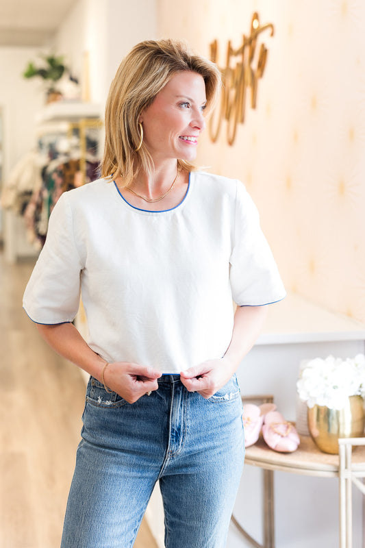 FINAL SALE Crop Top in Ivory Linen
