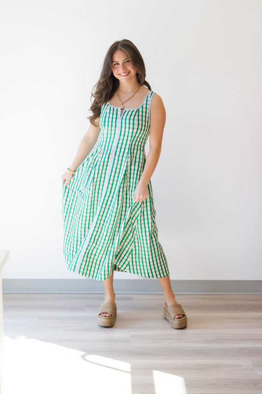 Lila Gingham Pattern Dress in Green