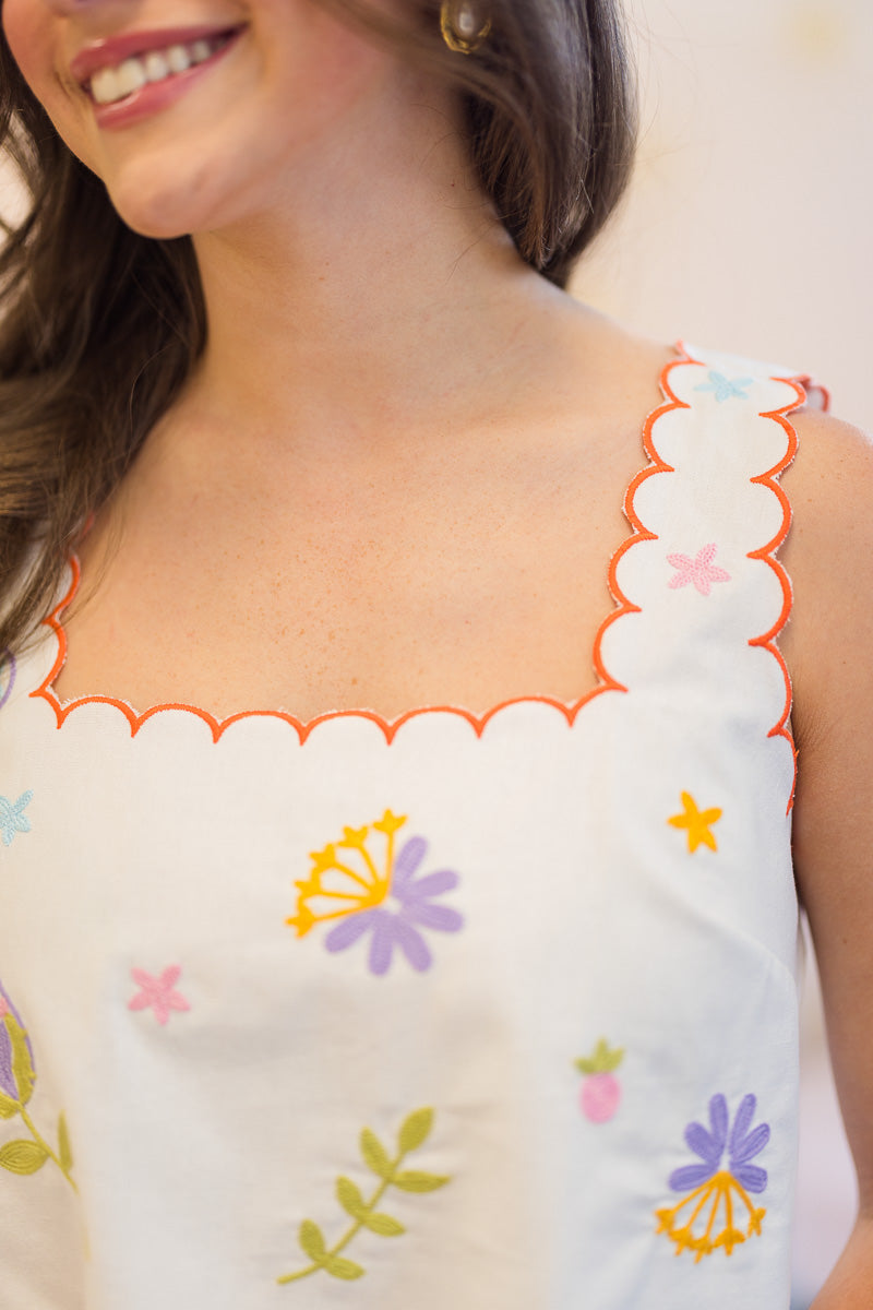 Embroidered Top and Shorts Set