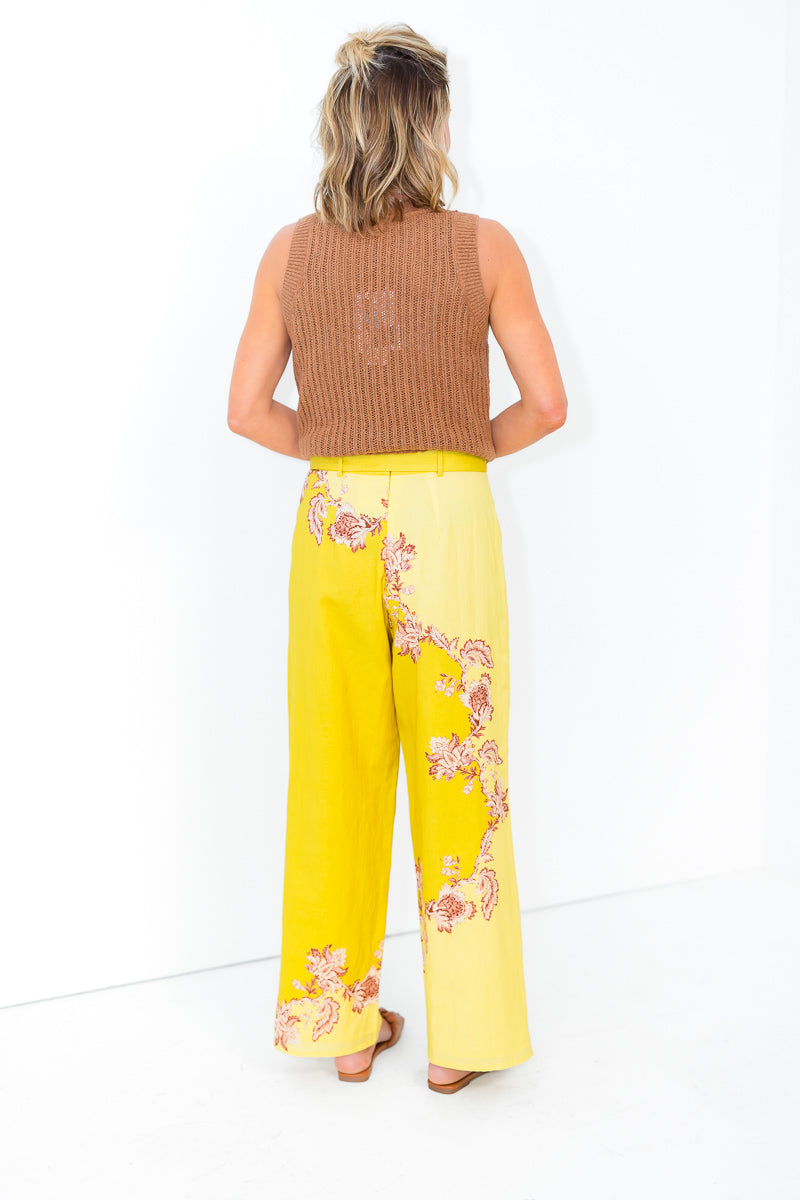FINAL SALE Landen Pant in Yellow Floral