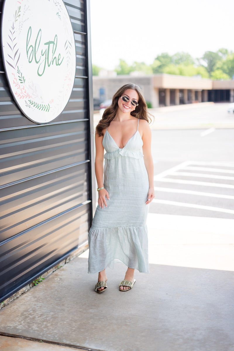 Marceline Dress in Seafoam Stripe