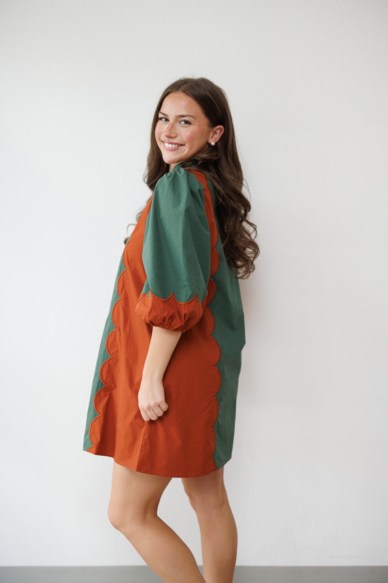 Haven Scalloped Colorblock Dress
