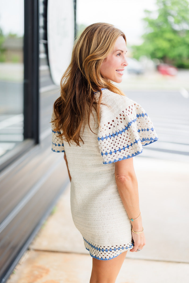 FINAL SALE Capri Crochet Dress in Blue