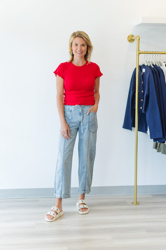 VILLA DRAWSTRING BARREL LEG IN WILD CARD