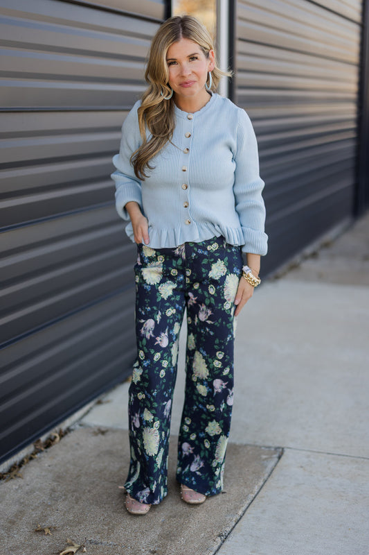 Navy Floral Jeans